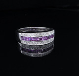 Vintage Purple Sapphire & 0.60ct Diamond 10K White Gold Ring Size S Val $4570