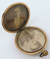 c1900 Double Sided Gold Plated Photo FOB Locket with Original Photos.