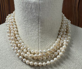 Vintage Four Strand Knotted 6.5mm Cultured Pearl 14k Gold Necklace Val $6510