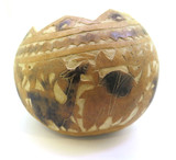 Vintage Peruvian Hand Carved Gourd Lama & Shepard Scene 12cm Diam