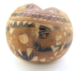 Vintage Peruvian Hand Carved Gourd Lama & Shepard Scene 12cm Diam