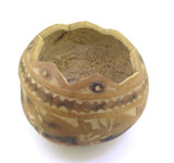 Vintage Peruvian Hand Carved Gourd Lama & Shepard Scene 12cm Diam