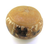 Vintage Peruvian Hand Carved Gourd Lama & Shepard Scene 12cm Diam