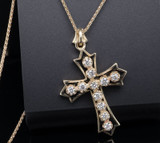 A Fine 14ct Gold 1.00ct G Vs Diamond Set 3cm Cross Pendant Valuation $6030