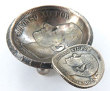 2 x 1885 Spanish Silver Coins Made Into Tiny Ashtray.