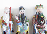 Set of Three Large Fu Lu Shou Sanxing Gods Chinese Porcelain Statues, 47cm 18.5"