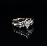 Vintage 14ct Yellow Gold Marquise & Brillant Cut Diamond Ring size O Val $3950