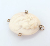 Pretty 10ct Yellow Gold Pearl & Delicate Pink Shell Cameo Brooch / Pendant 9.1g