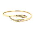 Vintage 9ct Yellow Gold Cute Snake / Serpent Bangle with Ruby eyes 12.5g
