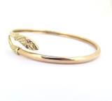 Vintage 9ct Yellow Gold Cute Snake / Serpent Bangle with Ruby eyes 12.5g