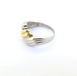 Classic Two-tone 18ct Yellow Gold & Platinum Crossover Style Ring Size L 4.7g