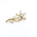 Dazzling 14ct Yellow Gold & Sparking CZ Stylised Flower Brooch 5.9g