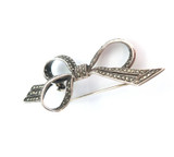 Pretty Sterling Silver & Sparkling Marcasite Bow Brooch 10.8g