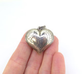 Decorative Vintage Sterling Silver Medium Size Hollow Heart Pendant / Charm 4.9g