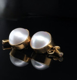 A Fine Pair Of Mabe Pearl & Diamond Set 18K Gold Gentleman’s Cufflinks Val $4900