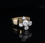 Vintage 1.23cttw Diamond Set 18ct Gold Cluster Ring Size M Val $8240