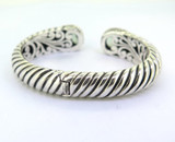 Stunning Balinese Sterling Silver Prasiolite & 18ct Gold Rope Accent Bangle 52.g