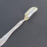 Large Antique Sterling Silver Rose Pattern Cheese Scoop Utensil