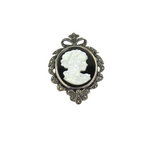 Vintage Sterling Silver Cameo & Marcasite Art Deco Style Pendant / Brooch 12.8g