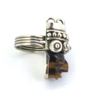 Beautiful Mexican Taxco Sterling Silver & Tiger Eye Carved Face Ring SizeP 18.8g