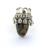 Beautiful Mexican Taxco Sterling Silver & Tiger Eye Carved Face Ring SizeP 18.8g