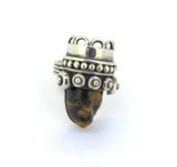 Beautiful Mexican Taxco Sterling Silver & Tiger Eye Carved Face Ring SizeP 18.8g