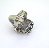 Beautiful Mexican Taxco Sterling Silver & Tiger Eye Carved Face Ring SizeP 18.8g