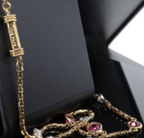 Vintage David Webb 1.28ct Diamond & Synthetic Ruby 18K Gold Necklace 42cm Long