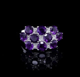 Vintage Amethyst & Diamond 14ct White Gold Cocktail Ring sz Q1/2 Val $4320