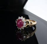 Natural 2.06ct Ruby & 0.36ct Diamond Halo 18ct Gold Ring Size L Val $5535