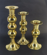 3pc Graduating Set of Bulbous Gilt Metal Candlestick Holders