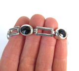 Vintage Mexican Sterling Silver & Onyx Link Bracelet 20cm 19.8g