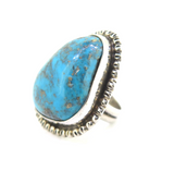 Handmade Sterling Silver & Freeform Turquoise Decorative Ring Size O 16.7g