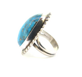 Handmade Sterling Silver & Freeform Turquoise Decorative Ring Size O 16.7g