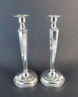 Tall Early - Mid Century Sheffield Plate Silverplate Candlesticks