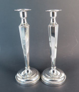 Tall Early - Mid Century Sheffield Plate Silverplate Candlesticks