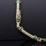 Natural Emerald 1.59ct Diamond Set 18ct Yellow Gold Bracelet 19cm Val $13710