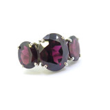 Majestic Sterling Silver Rhodolite Garnet Trilogy Stone Ring Size M 8.4g