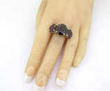 Majestic Sterling Silver Rhodolite Garnet Trilogy Stone Ring Size M 8.4g