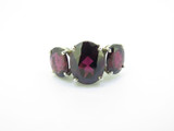 Majestic Sterling Silver Rhodolite Garnet Trilogy Stone Ring Size M 8.4g