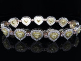 9.29cttw Yellow Pink & White Diamond Set 18k Multi Gold Bracelet Val $58500