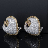 Wow 5.00 cttw I Si Pave Set Diamond 18ct Gold Heart Ear clips Val $14780