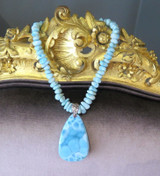 Superb Quality High Grade Larimar & Sterling Silver Beaded Necklace 119.4g