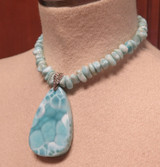 Superb Quality High Grade Larimar & Sterling Silver Beaded Necklace 119.4g