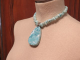 Superb Quality High Grade Larimar & Sterling Silver Beaded Necklace 119.4g