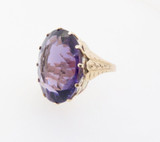 Vintage Oval Brilliant Cut Amethyst 14ct yellow Gold Cocktail Ring Val $5485