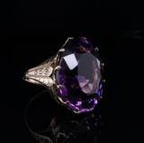 Vintage Oval Brilliant Cut Amethyst 14ct yellow Gold Cocktail Ring Val $5485