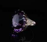 Vintage Oval Brilliant Cut Amethyst 14ct yellow Gold Cocktail Ring Val $5485