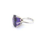 Majestic Deep Purple Faceted Amethyst & Sterling Silver Ring Size L1/2 10.3g