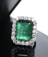 Natural 11.45ct Emerald & 2.30ct Diamond Halo 18ct Gold Ring Size L Val $47500